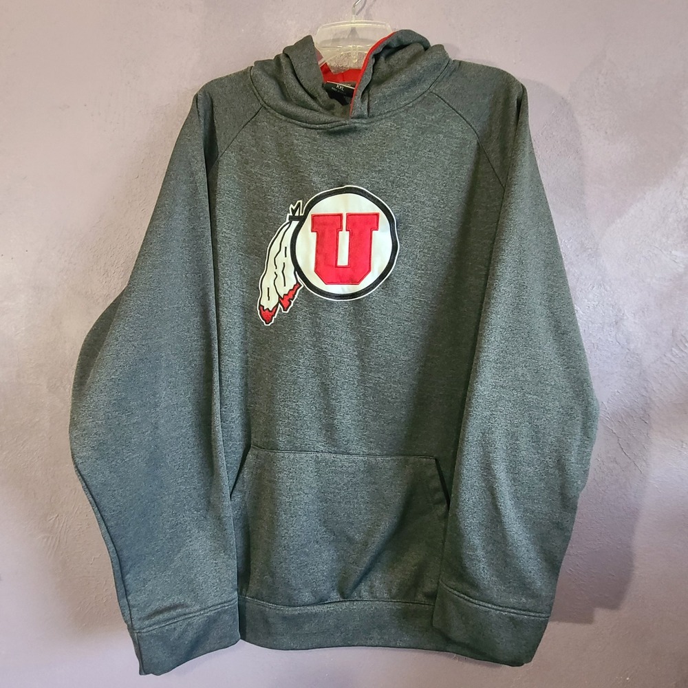 Colosseum University of Utah Utes Hoodie Mens XXL Grey Red Embroidered Logo EUC